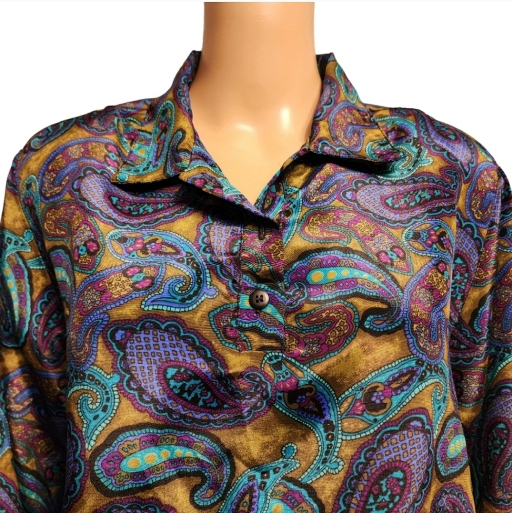 Vintage Paisley Blouse Size L - Picture 2 of 11